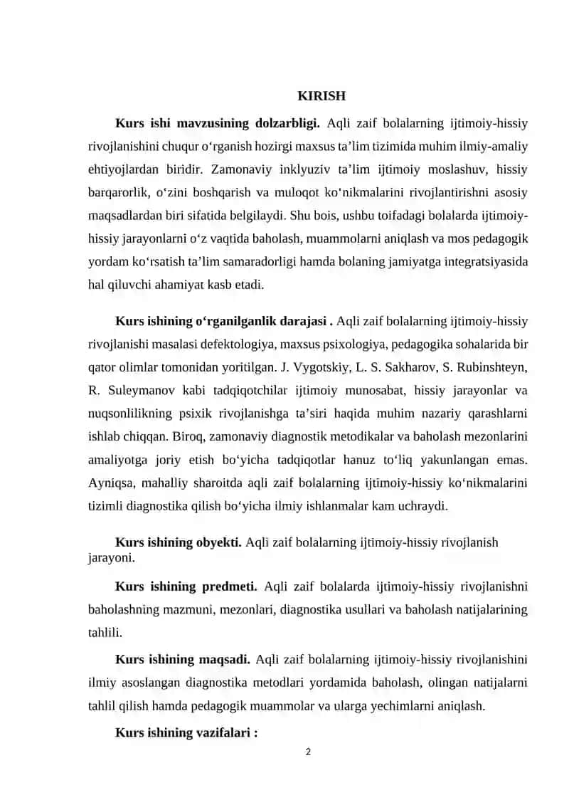 Aqli zaif bolalarda ijtimoiy-hissiy rivojlanishni baholash 2