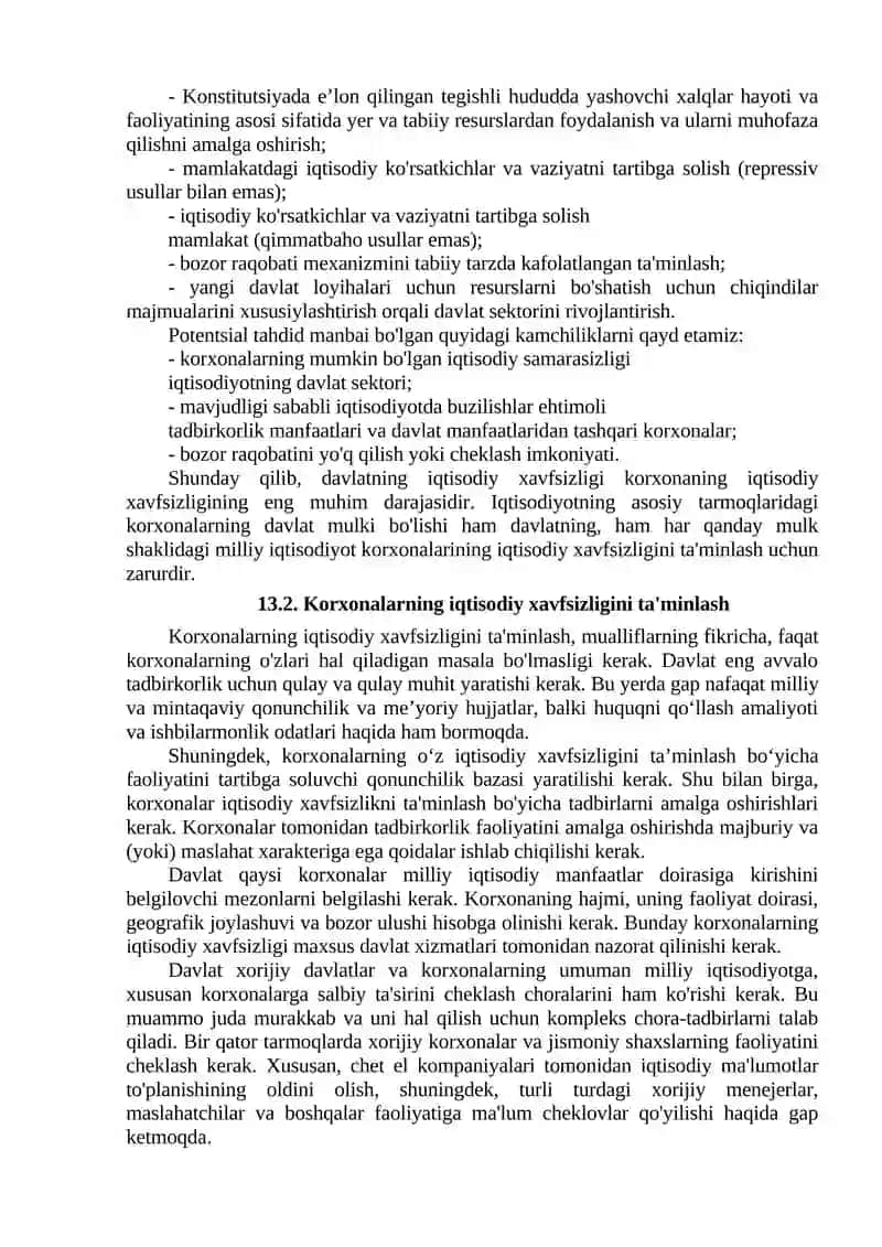 BOB. KORXONANING IQTISODIY XAVFSIZLIGINI TA’MINLASHDA DAVLATNING O‘RNI 2