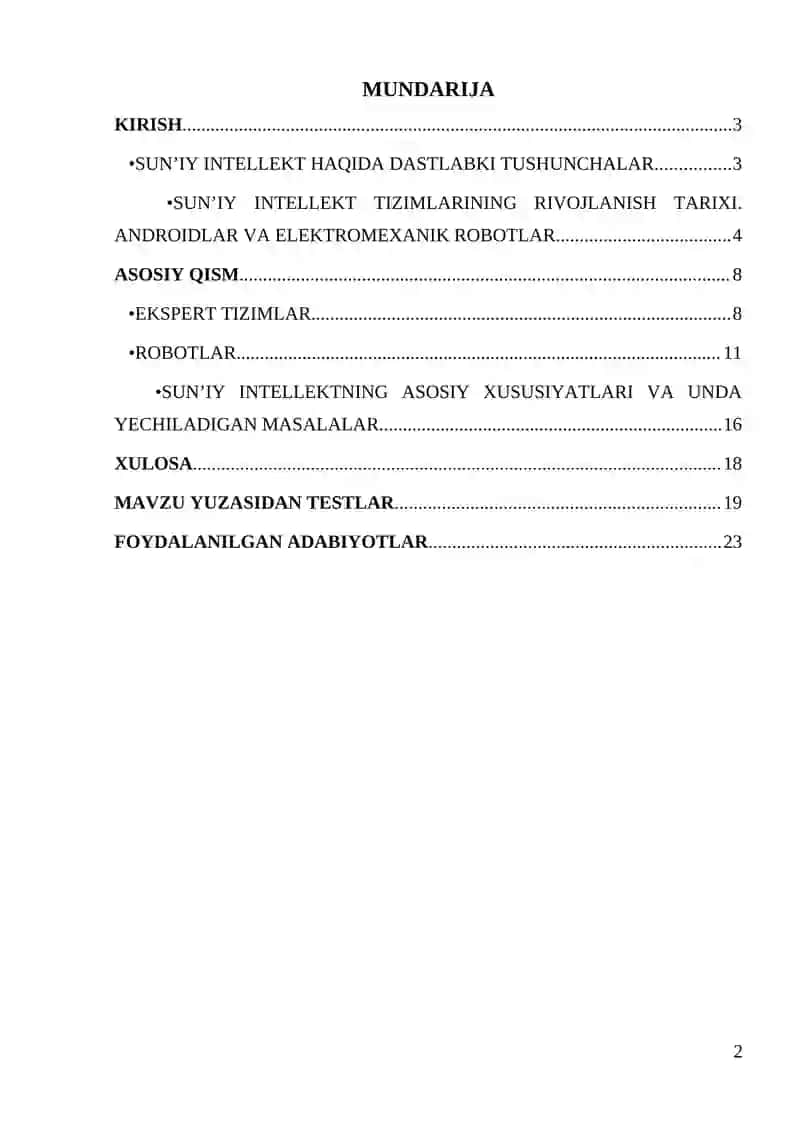 Sun’iy Intellekt Tizimlari 2