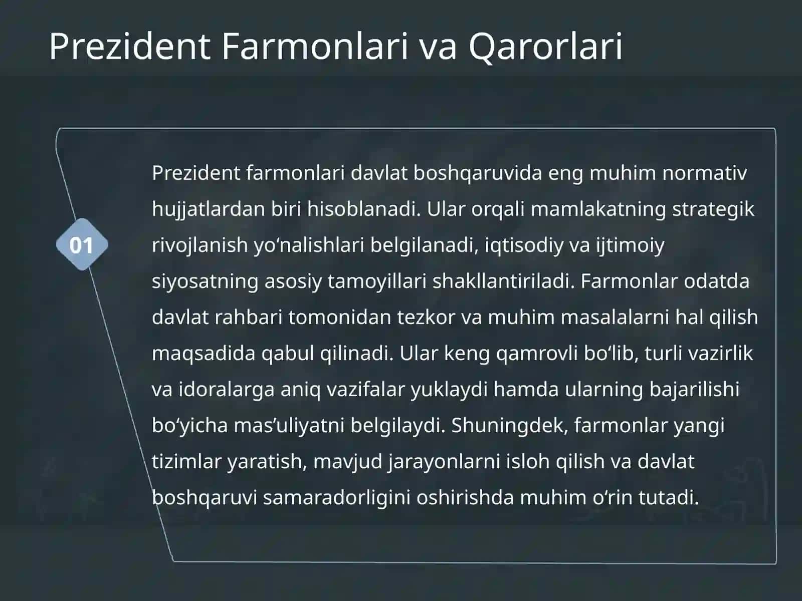 Prezident farmonlari va qarorlari 2