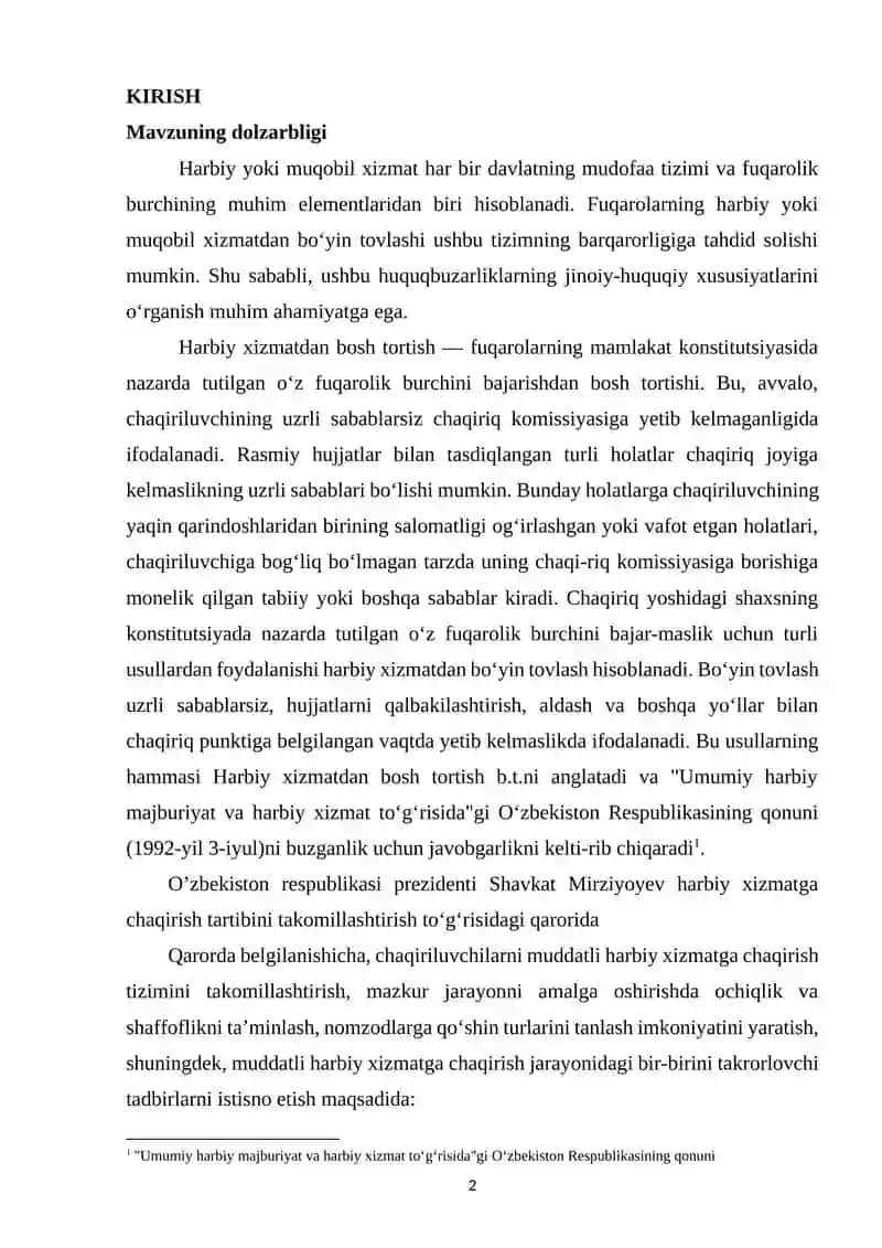 HARBIY YOKI MUQOBIL XIZMATDAN BO‘YIN TOVLASHNING JINOIY-HUQUQIY XUSUSIYATLARI 2