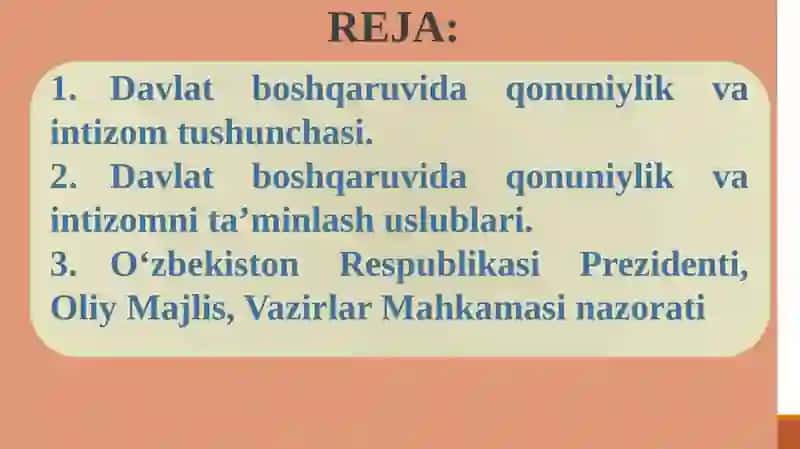 Davlat boshqaruvida qonuniylik va intizomni ta’minlash 2
