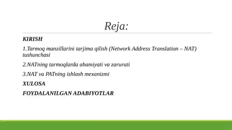 NAT VA PAT TARMOQ MANZILLARINI TARJIMA QILISH USULLARI 2