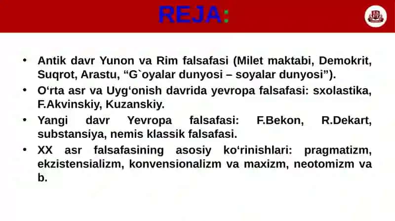 Falsafiy tafakkur taraqqiyoti bosqichlari: G‘arb falsafasi 2