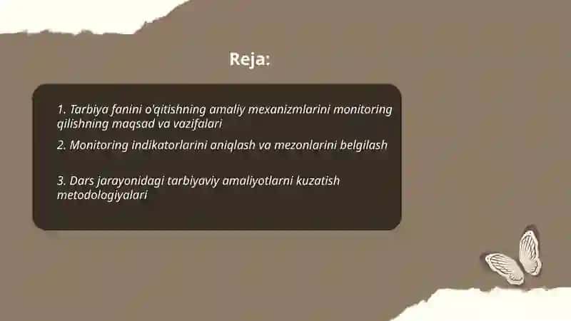 Tarbiya fanini o'qitishning amaliy mexanizmlari monitoringi 2