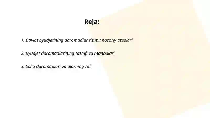 Davlat byudjetining daromadlar tizimi 2
