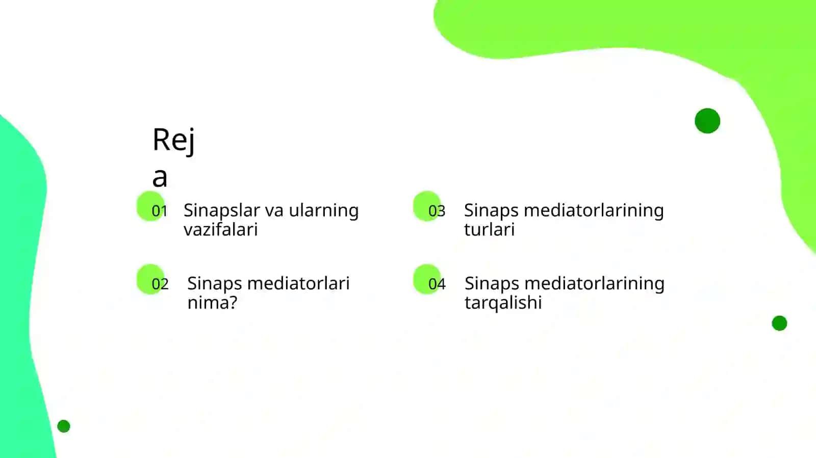 Sinaps mediatorlarining umumiy tavsifi 2