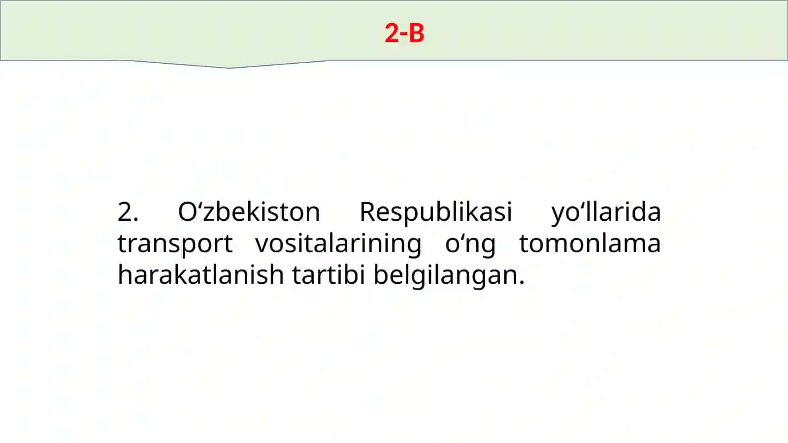 Yo‘l harakatining qoidalari 2