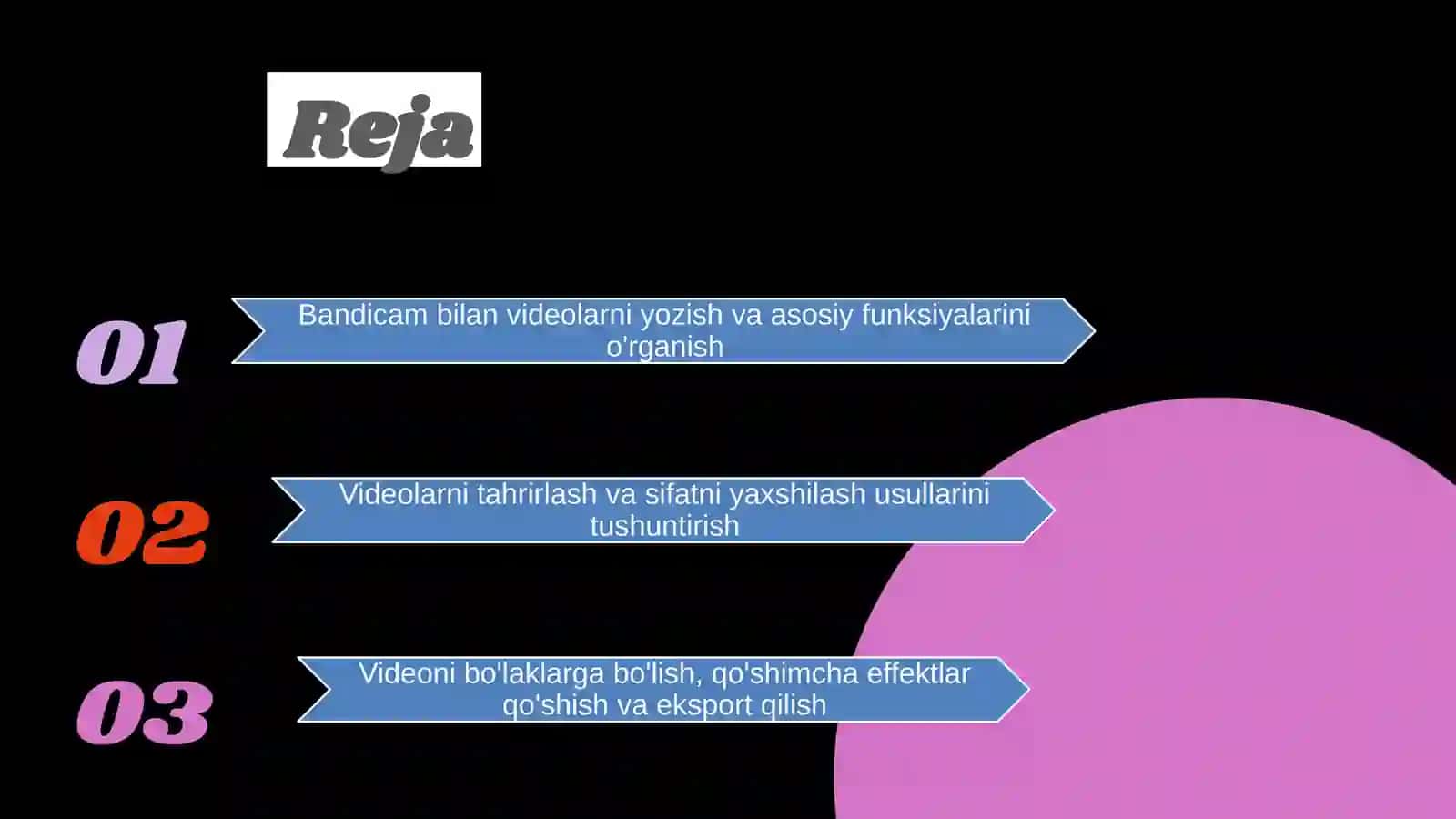 Bandicam dasturi videomateriallarni tahrirlash 2