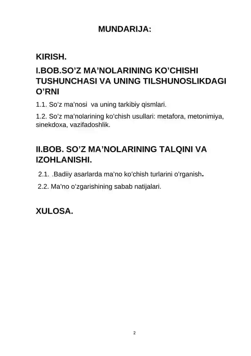 Kurs ishi "Ho'zirgi O'zbek adabiy tili" 2