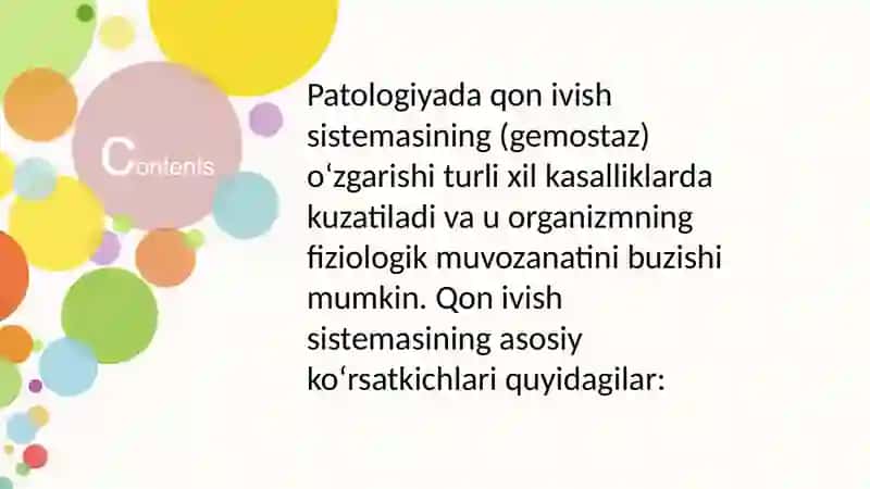 Patologiyada va dori vositalar ta’siridagi qon ivish sistemasiko‘rsatkichlarini o‘zgarishi 2