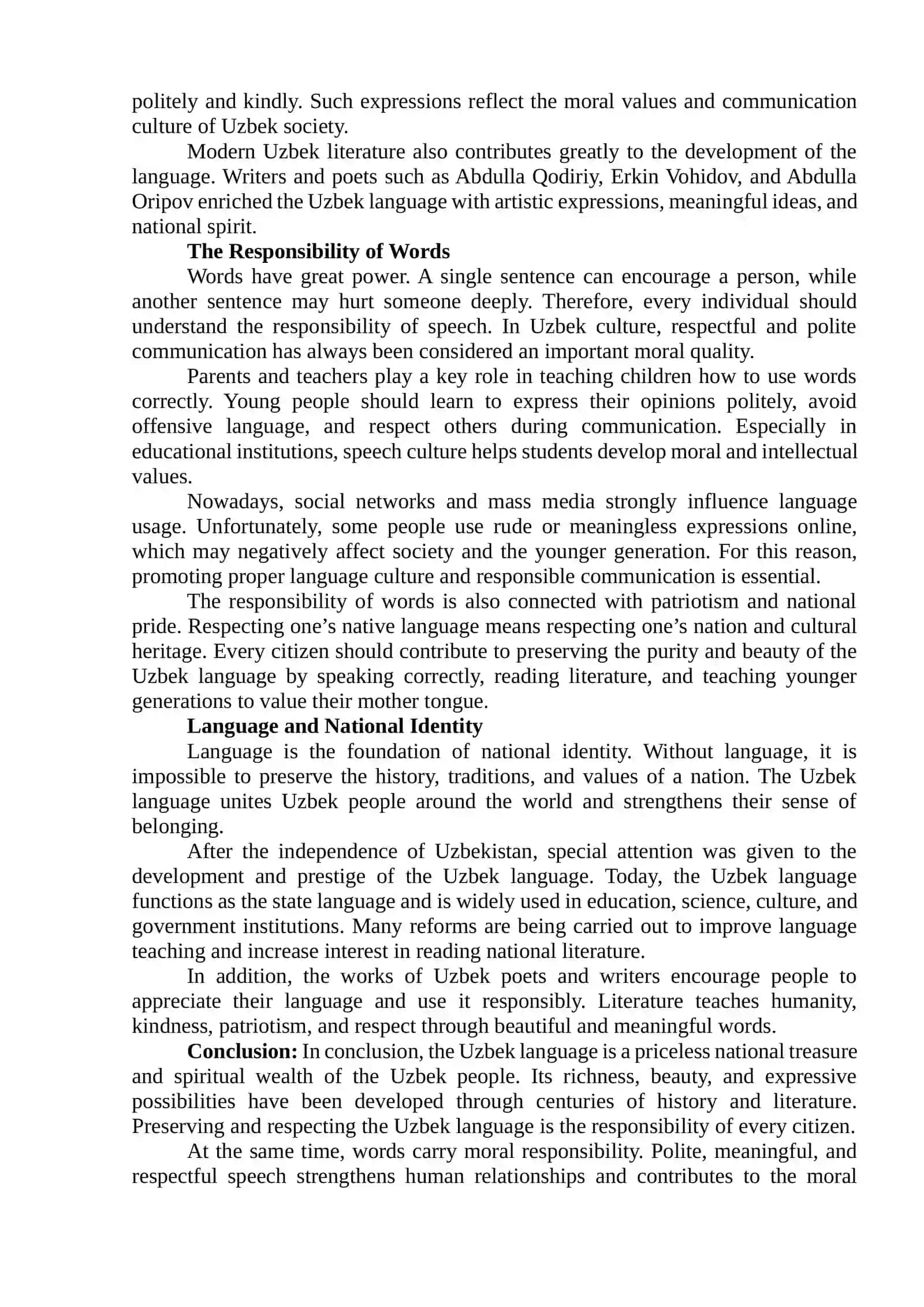 LANGUAGE IS MY WEALTH: THE RESPONSIBILITY OF WORDS IN THE UZBEK LANGUAGE 2
