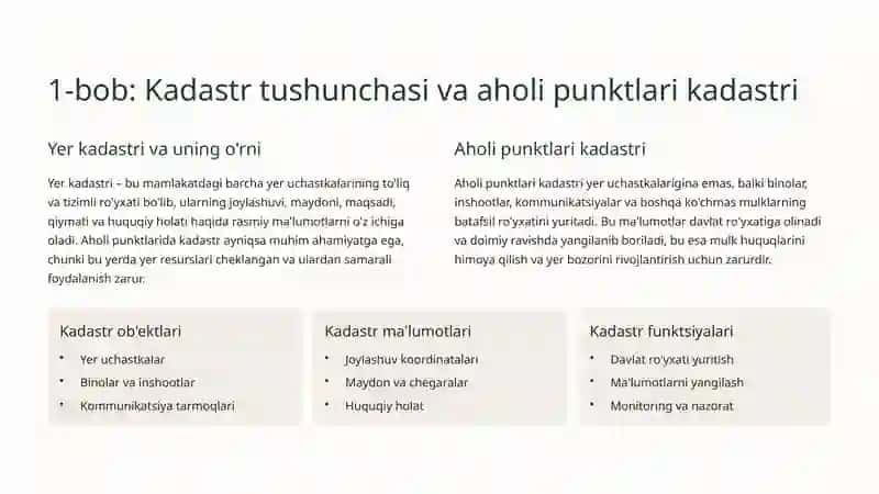 Aholi punktlari kadastrining huquqiy va normativ bazasi 2