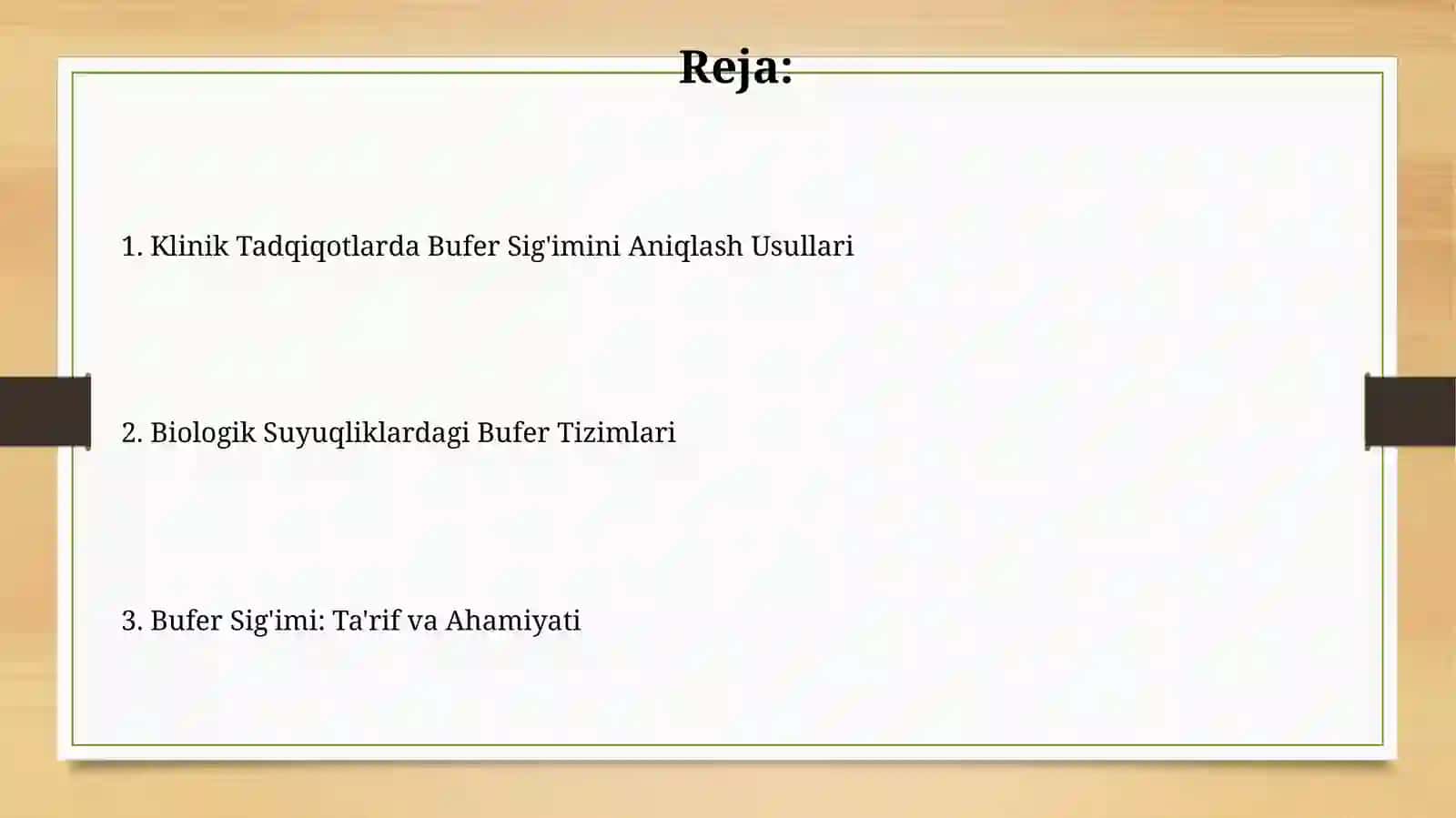 Buferlik tizimlari. Klinik sinovlarda biologik suyuqliklarning bufer salohiyatini aniqlash 2