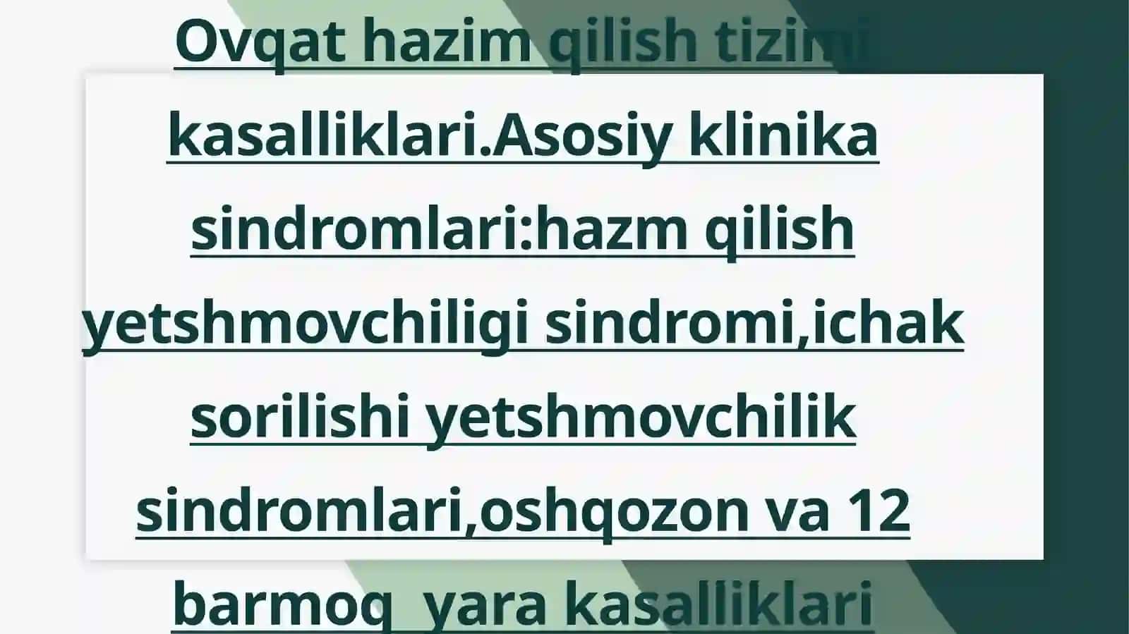 Ovqat hazim qilish tizimi kasalliklari 2