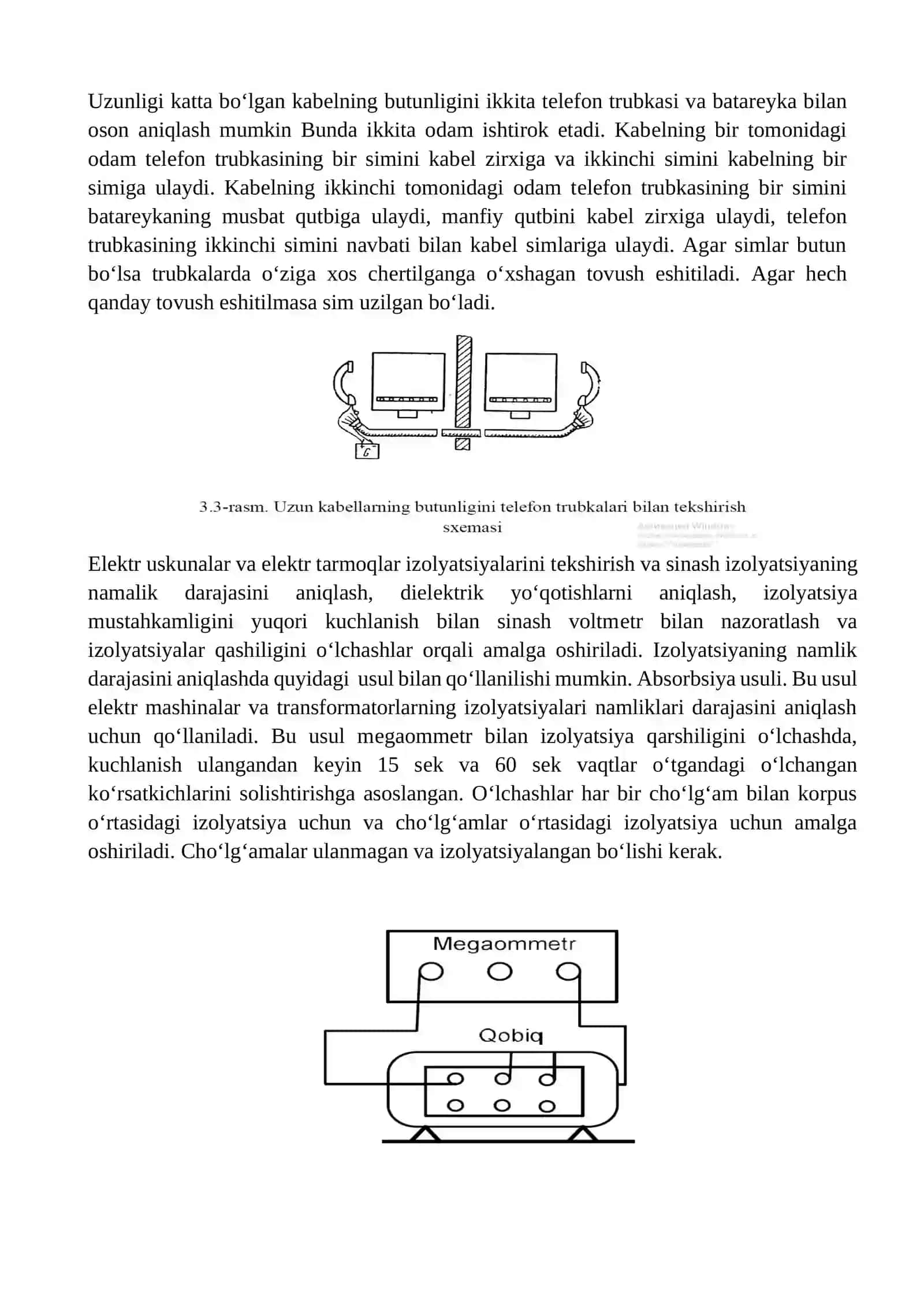 Elеktr tarmoqlarini izoliyatsiyalarini sinash usullarini o‘rganish 2
