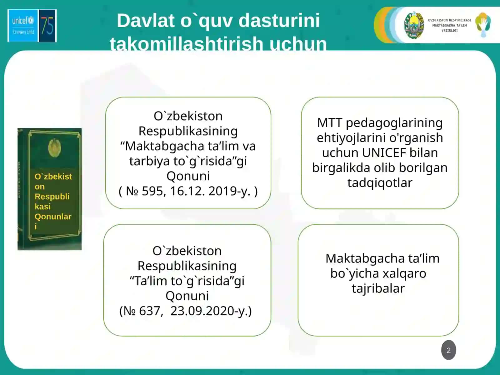 Takomillashtirilgan Ilk qadam davlat o’quv dasturi 2