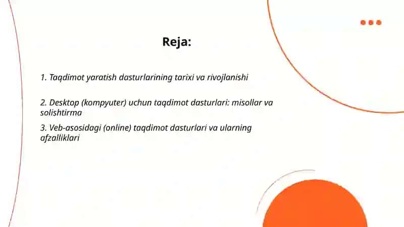 Taqdimot yaratuvchi dasturlar va ularning turlari 2