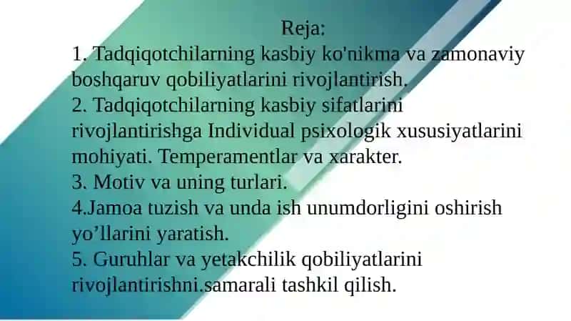 Tadqiqotchilar-ning kasbiy ko'nikmalarini rivojlantirish texnologiyalari 2