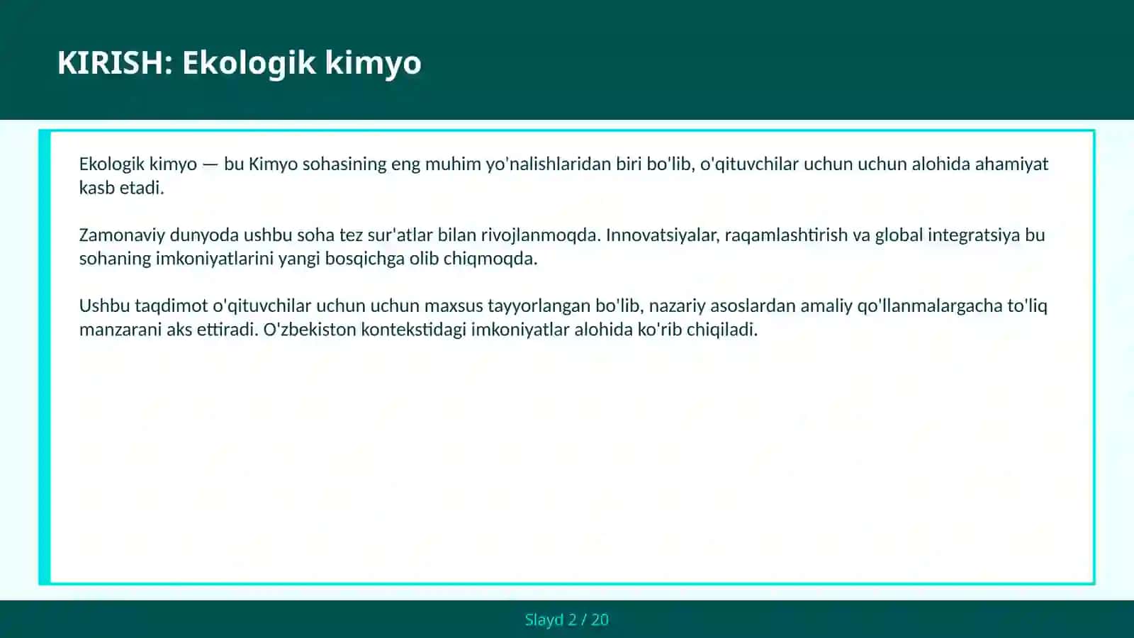Ekologik kimyo 2