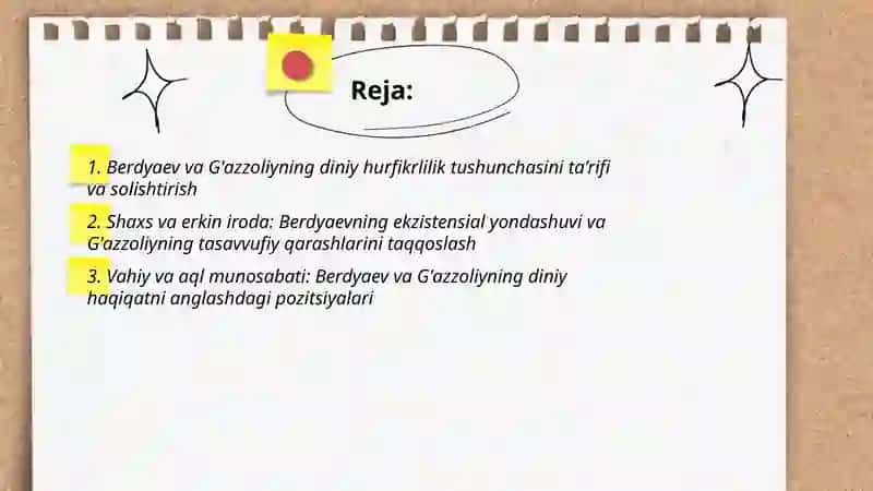 Din va hurfikrlilik (Berdyaev va G'azzoliyning diniy hurfikrlilik haqidagi g'oyalarini solishtirish) 2