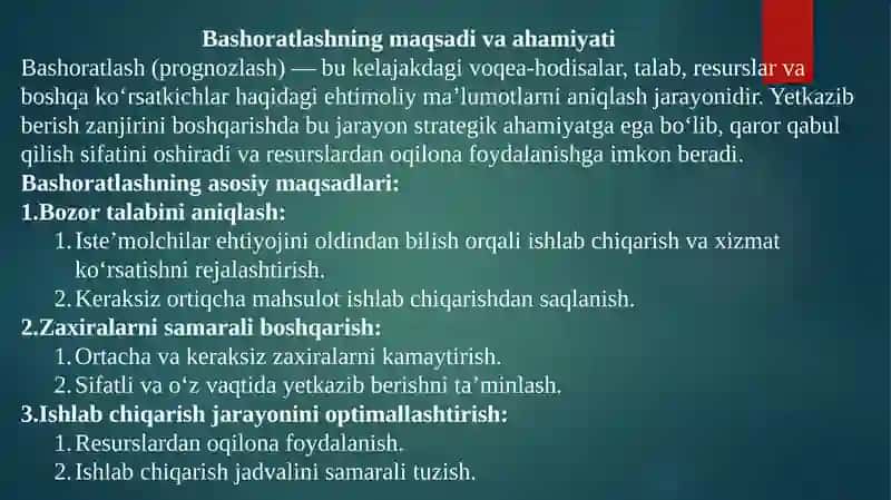 Yetkazib berish zanjirini boshqaruvida bashoratlash usullari 2