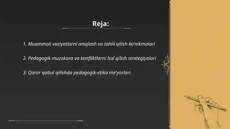 O’qituvchi faoliyatida muammoli vaziyatlarni hal qilish pompitentsiyalari 2
