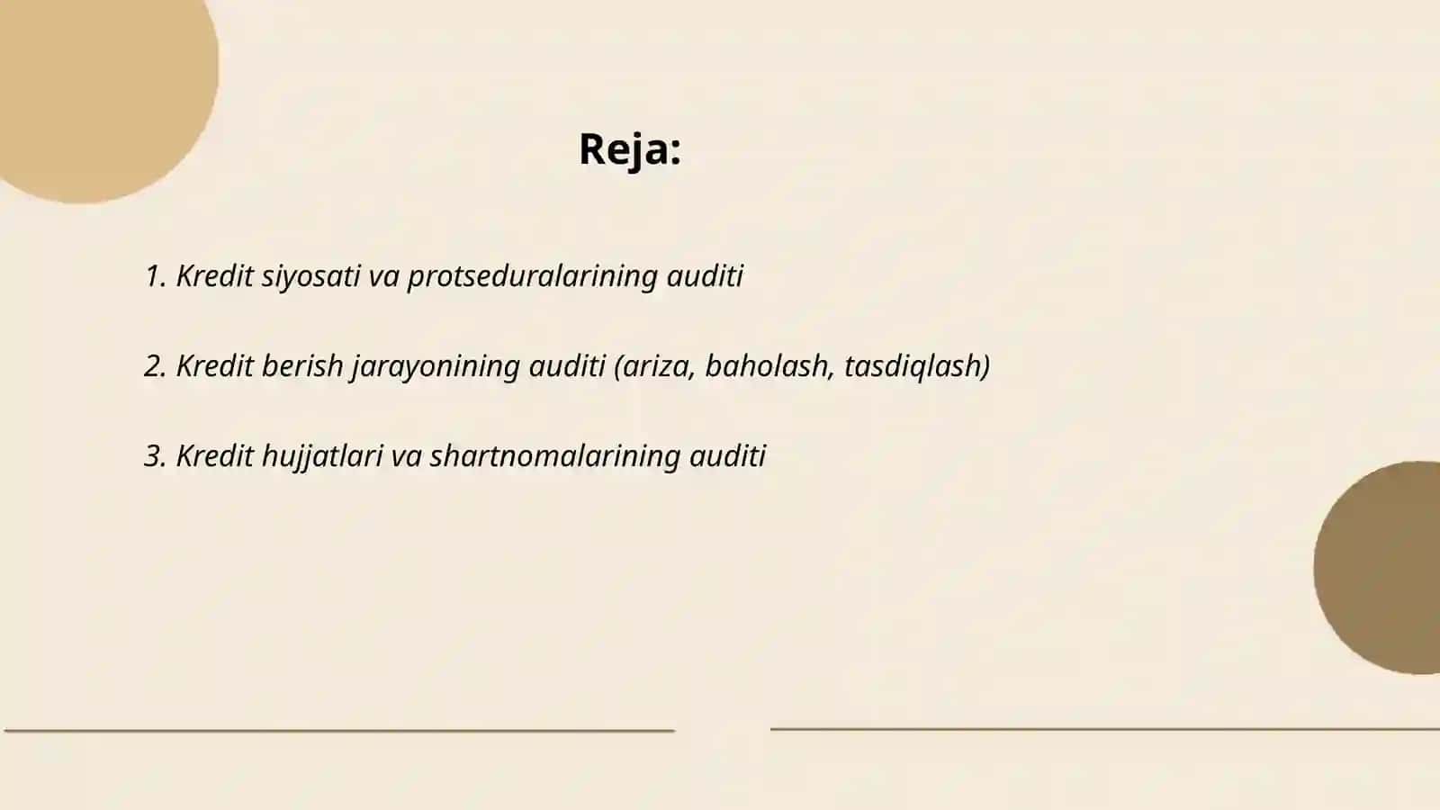 Banklarda kredit operatsiyalari auditi 2