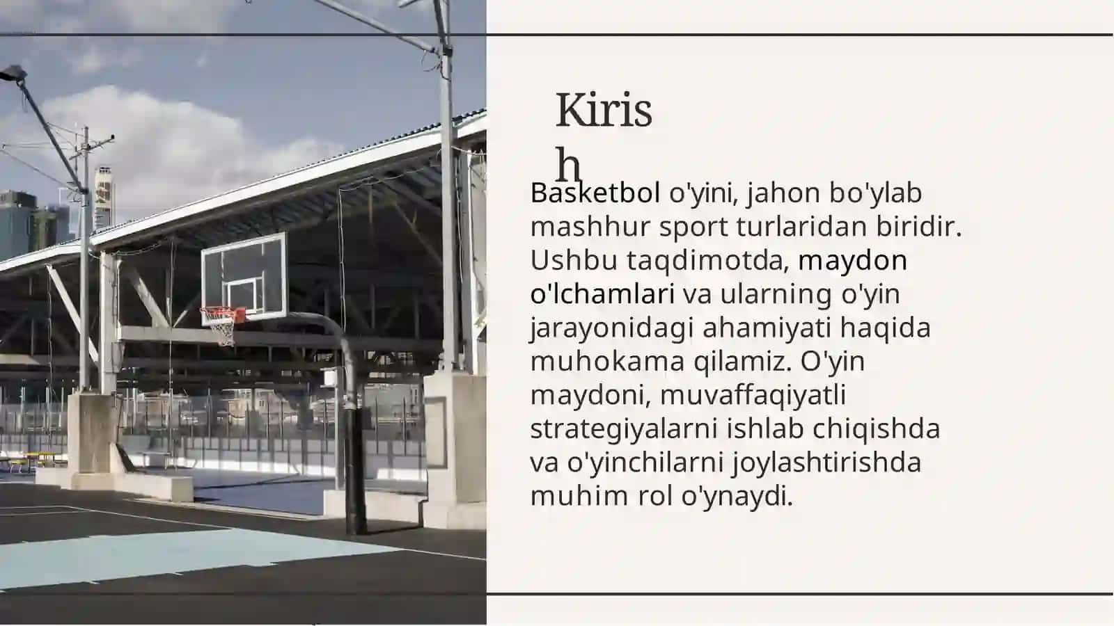 Basketbol O'yini Maydon O'lchamlari 2