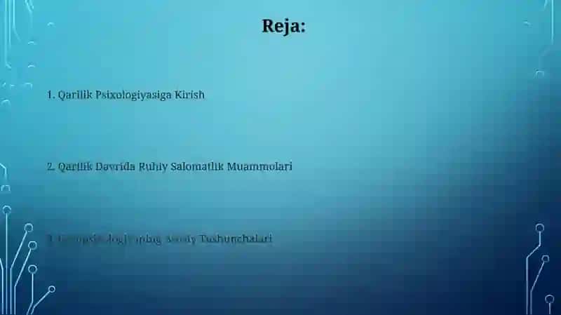 Yetuklik davri psixologiyasi va Gerontopisixologiya 2