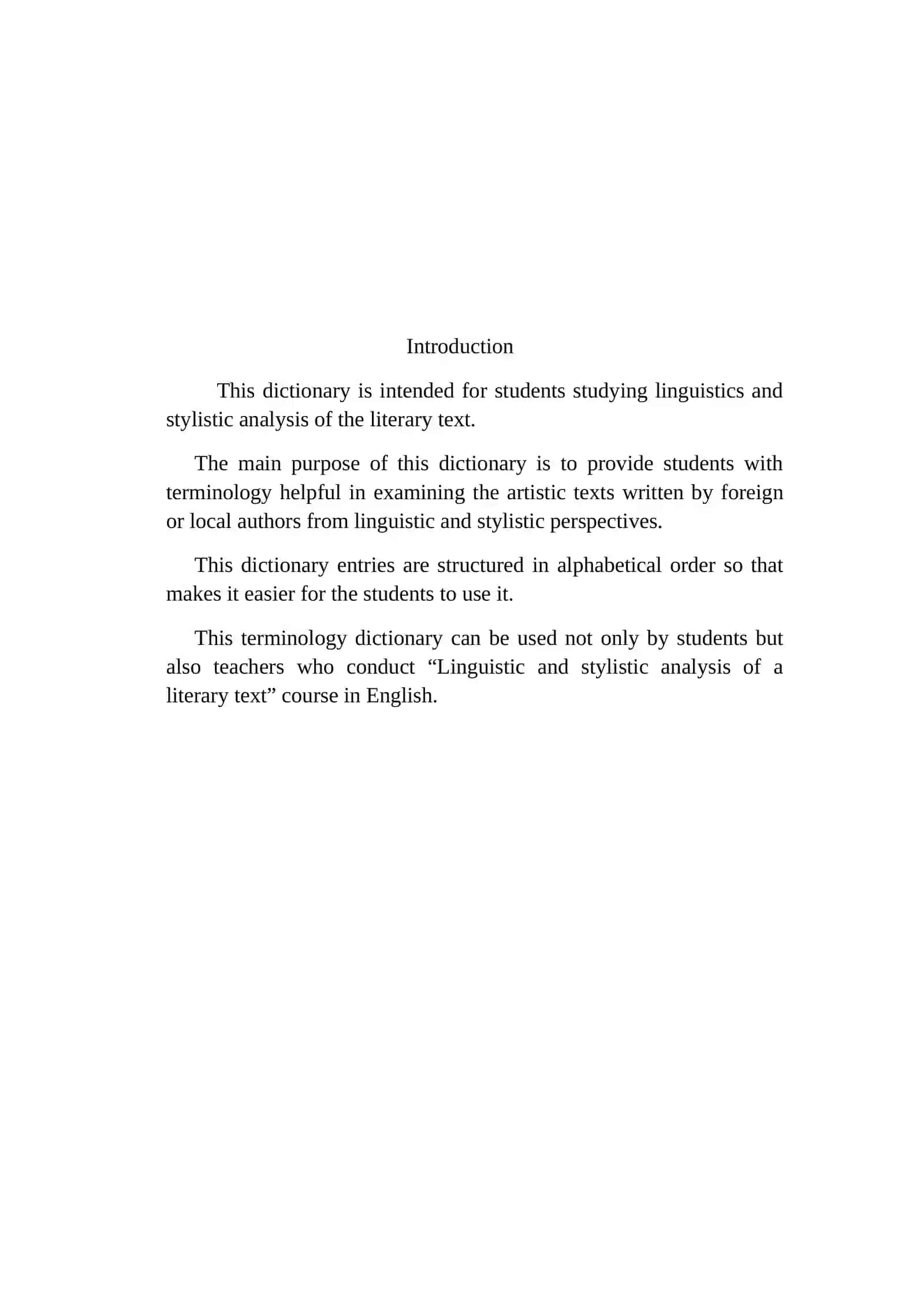LINGUISTIC AND STYLISTIC ANALYSIS OF LITERARY TEXT TERMINOLOGY GUIDEBOOK 2