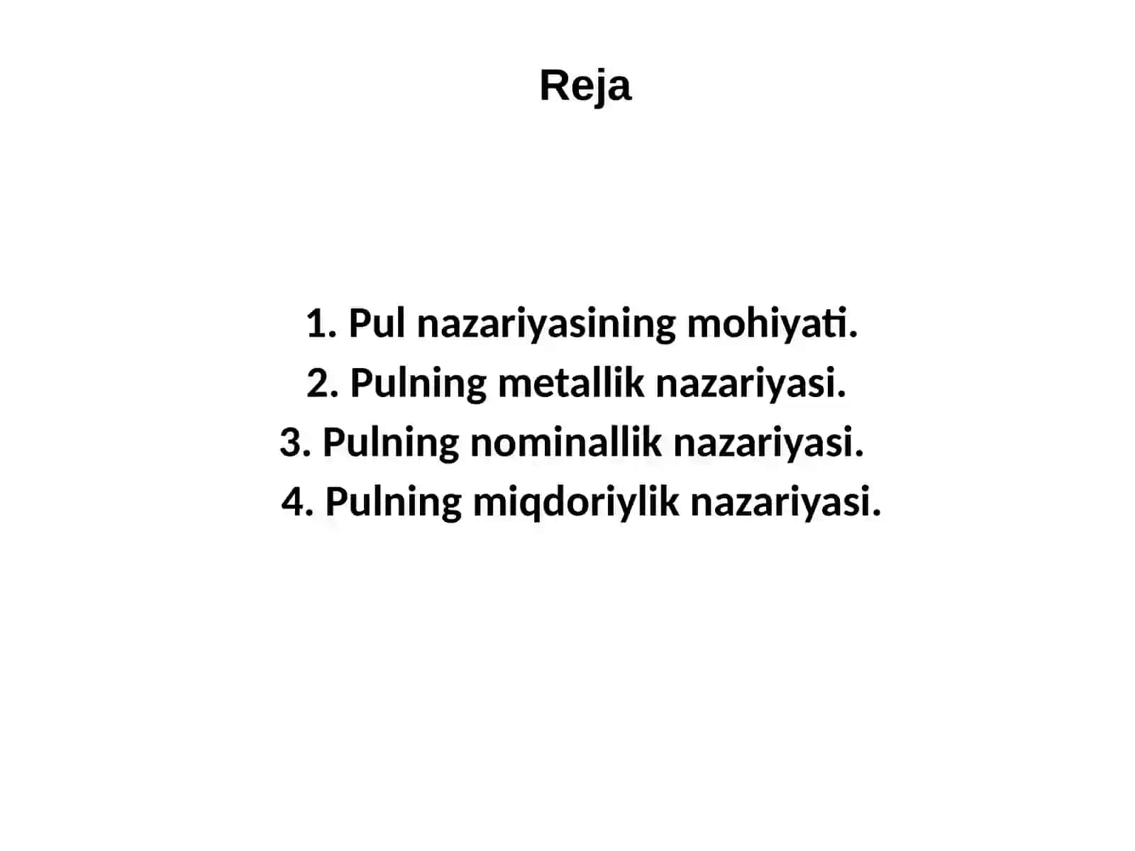 Pul nazariyalari 2