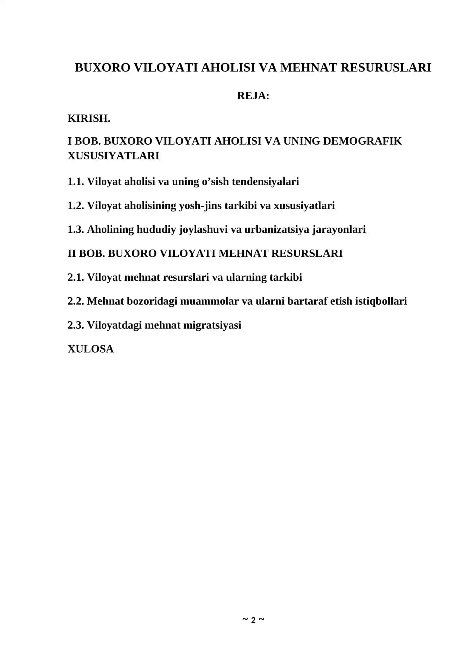 Buxoro viloyati aholisi va mehnat 2