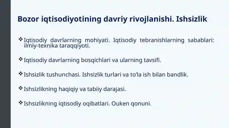 3-Maruza:Iqtisodiy tebranishlar. Ishsizlik 2
