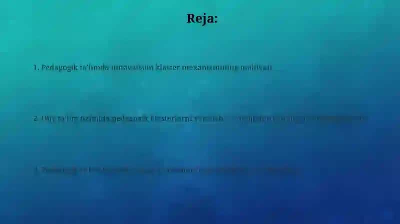 Oliy ta'lim tizimida pedagogik ta'limning innovatsion klaster mexanizmi 2