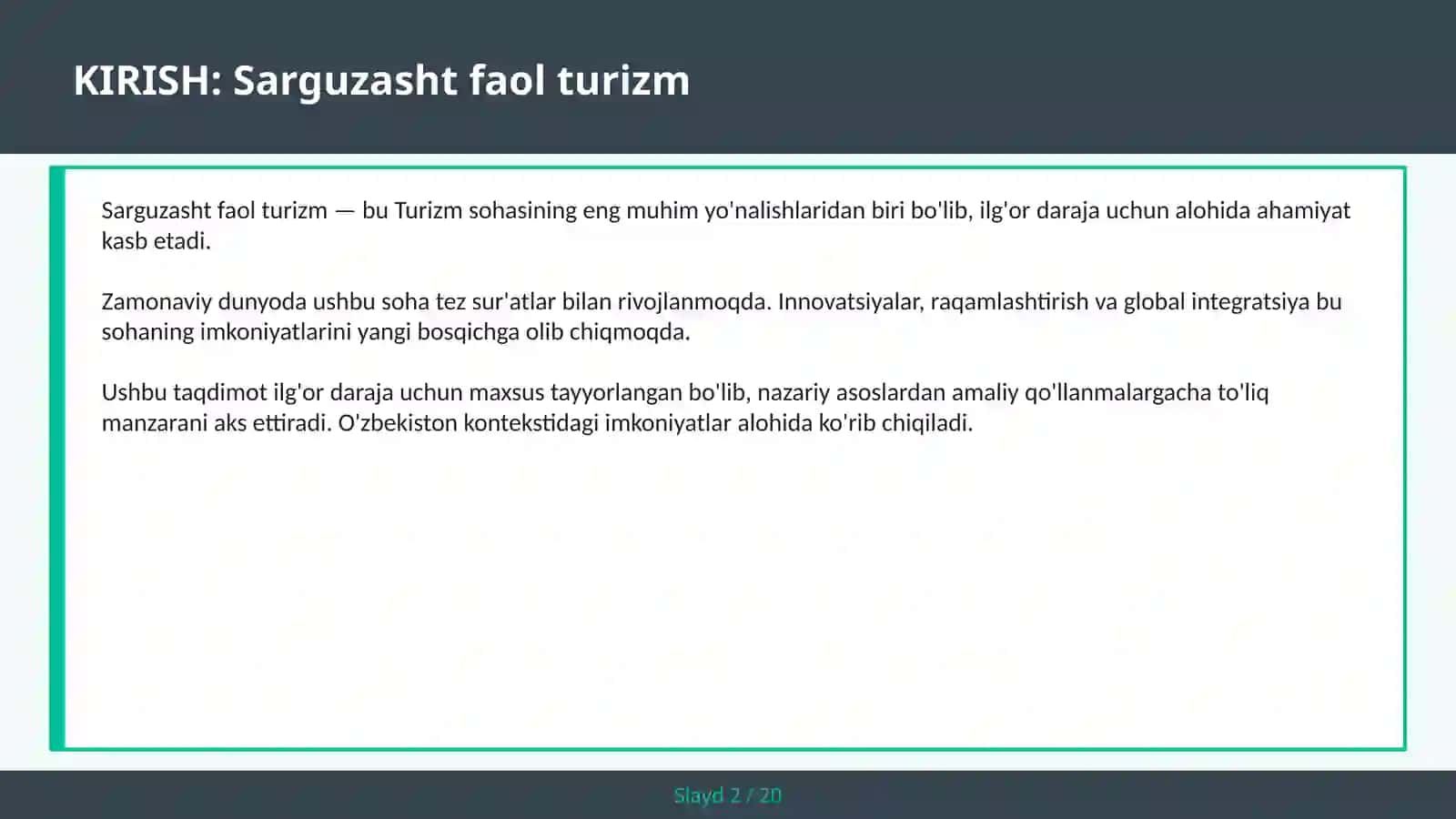Sarguzasht faol turizm 2