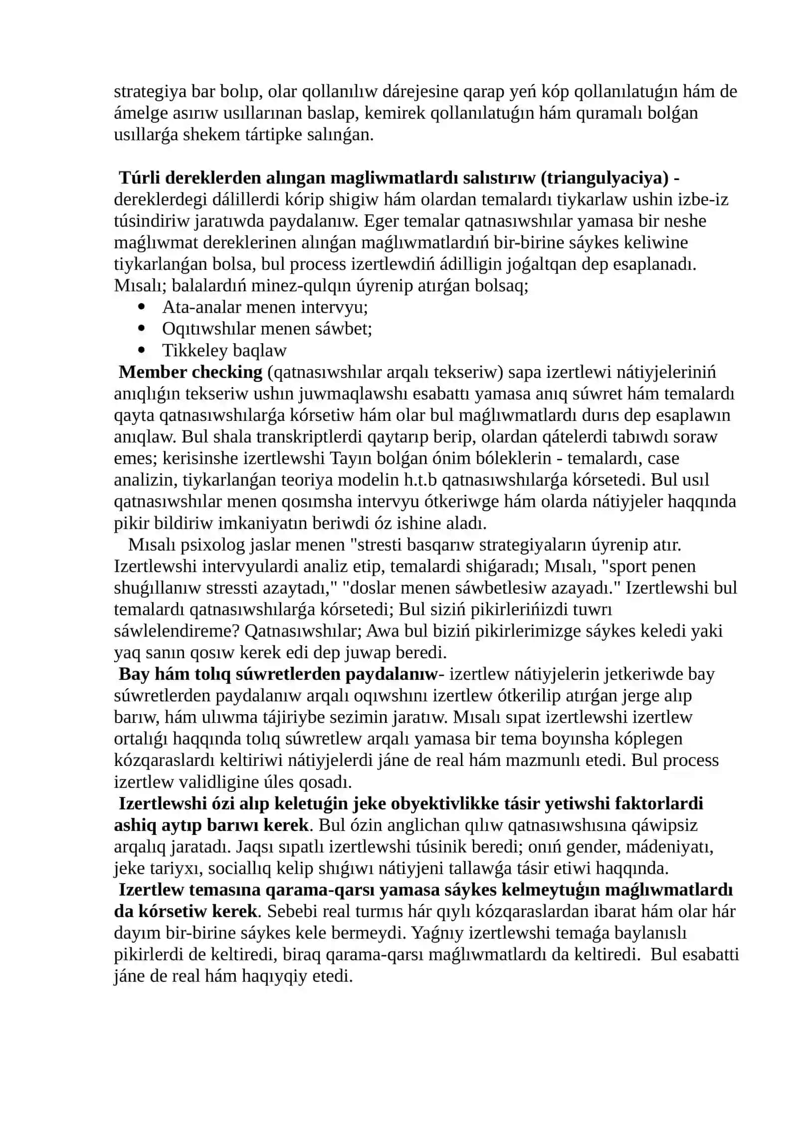 Sipat izertlewlerinde sapa máselesi; ilimiy hám etikalıq validlew principleri 2