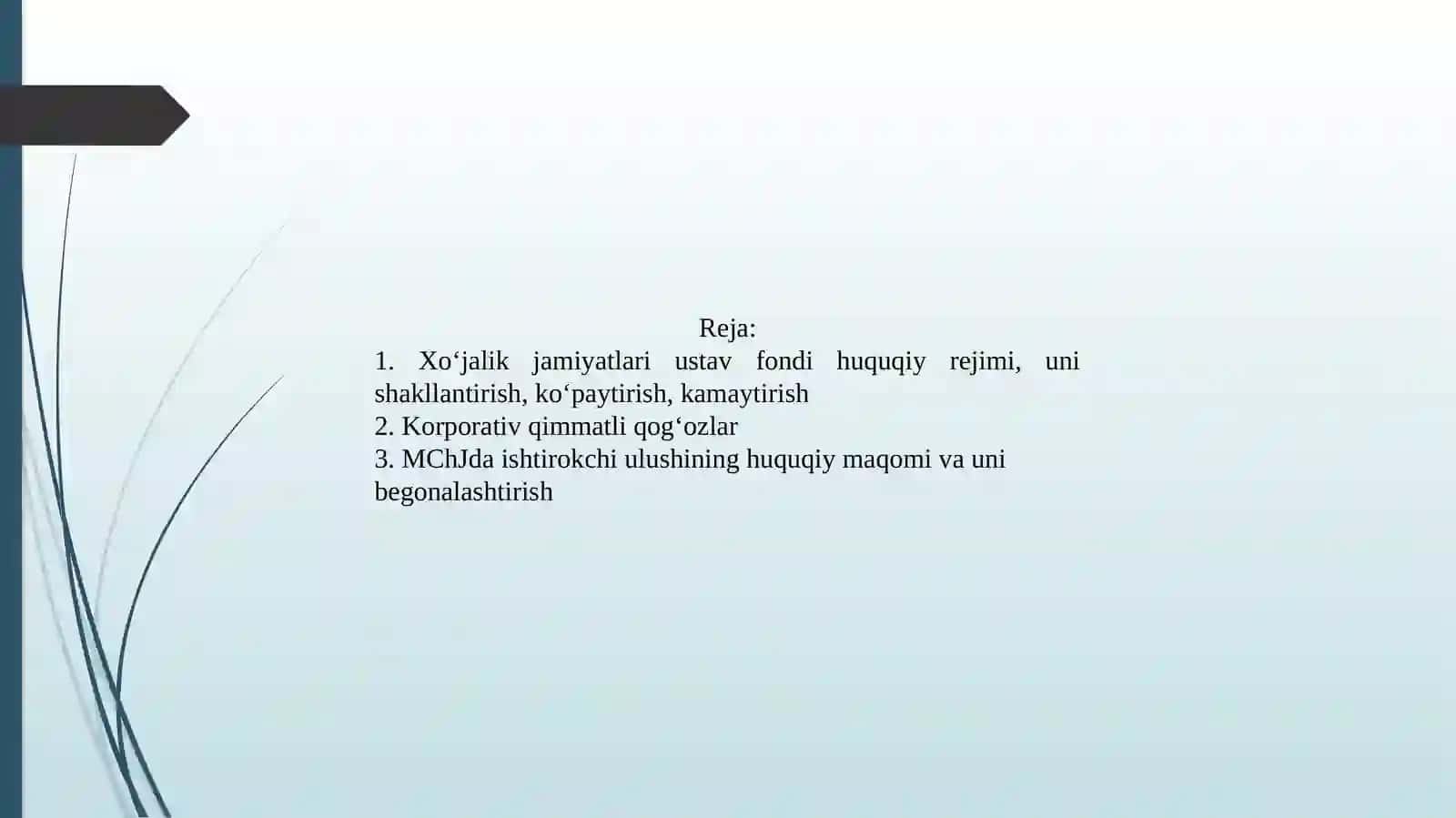 Xo‘jalik jamiyatlari ustav fondi huquqiy rejimi 2