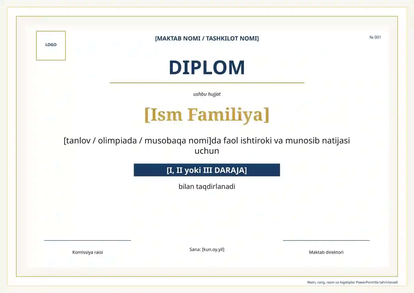 MAKTAB TADBIRLARI UCHUN 150 TA DIPLOM, SERTIFIKAT, TASHAKKURNOMA VA FAXRIY YORLIQ 2