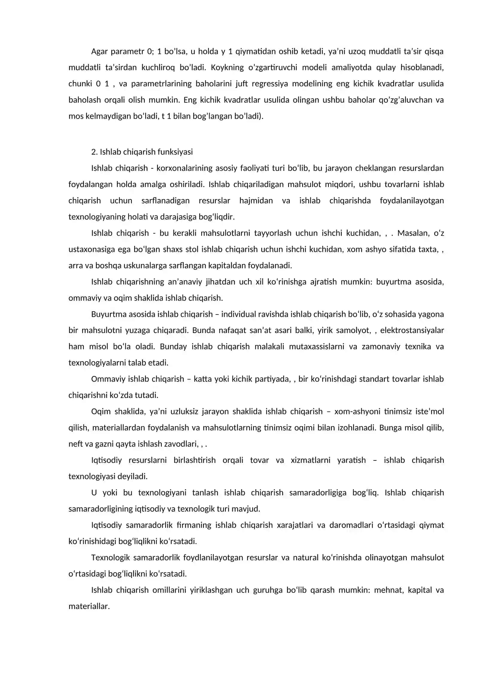 Ekonometrik modellarni xususiyatlari 2