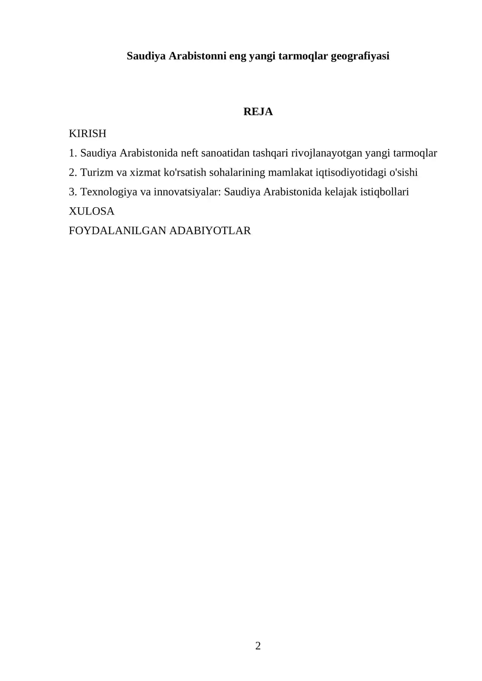Saudiya Arabistonni eng yangi tarmoqlar geografiyasi 2
