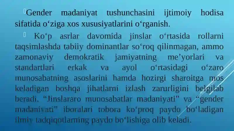 Gender yondashuvning ma'noli 2
