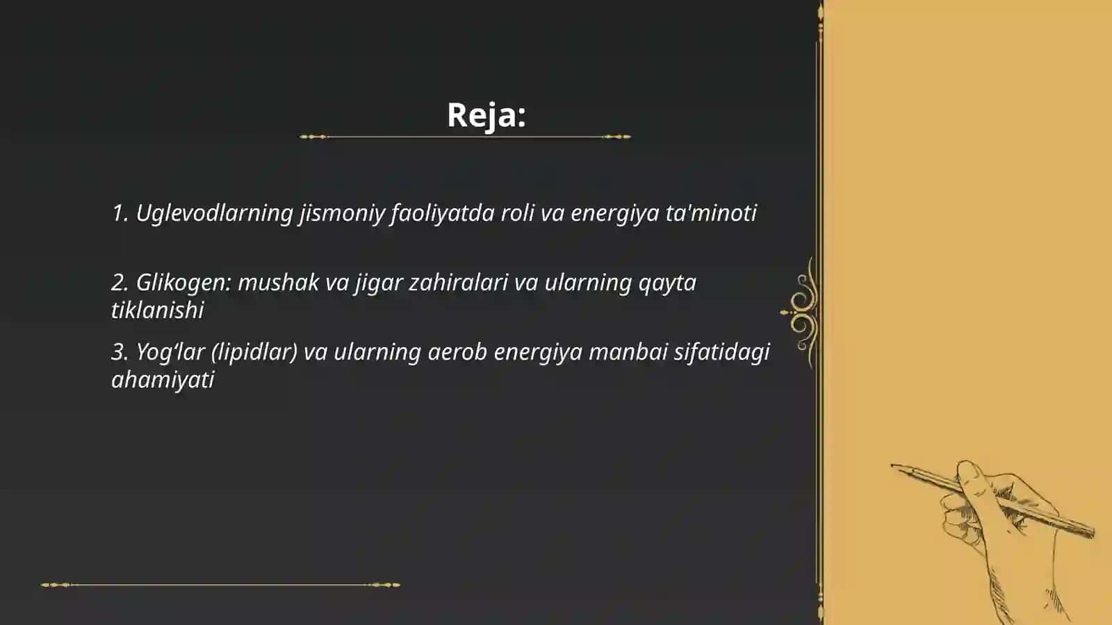 Uglevodlarning jismoniy faoliyatda roli va energiya ta'minoti 2