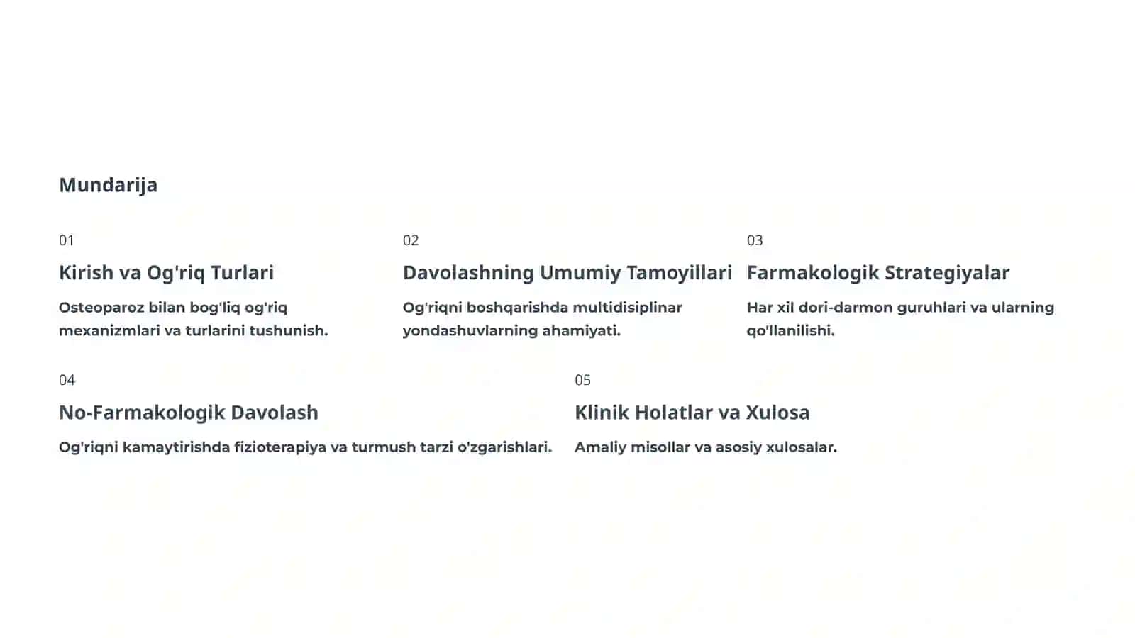 Osteoparoz va Suyak Kasalliklarida Og'riqni Boshqarish 2
