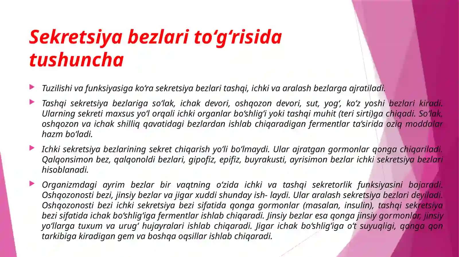 Aralash sekretsiya bezlari anatomiyasi va fiziologiyasi 2