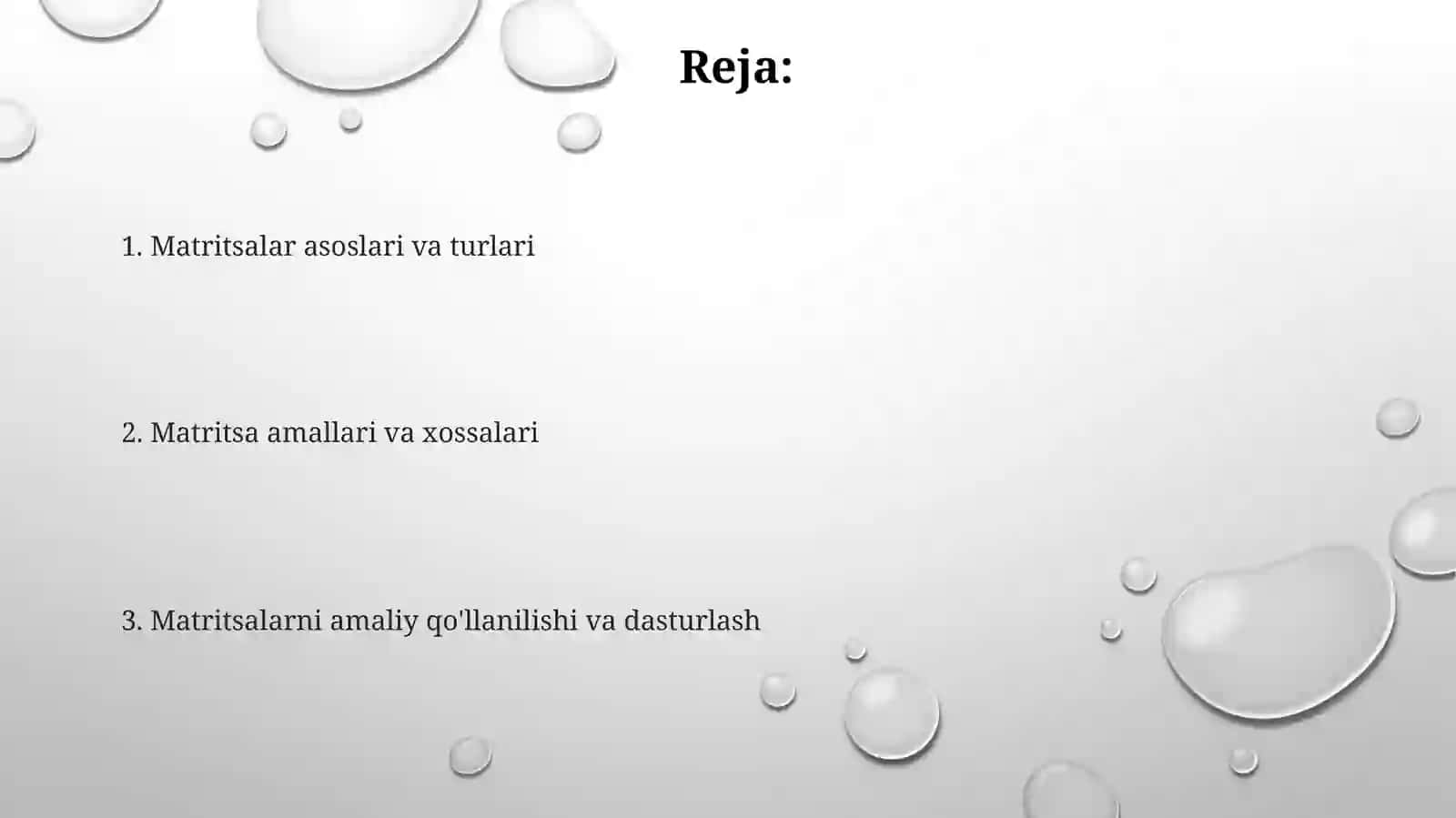 Matritsalar ustida amallar 2