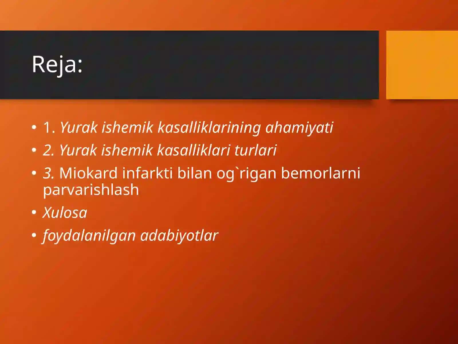 Miokard infarkti.Yurak ishemik kasalligi 2