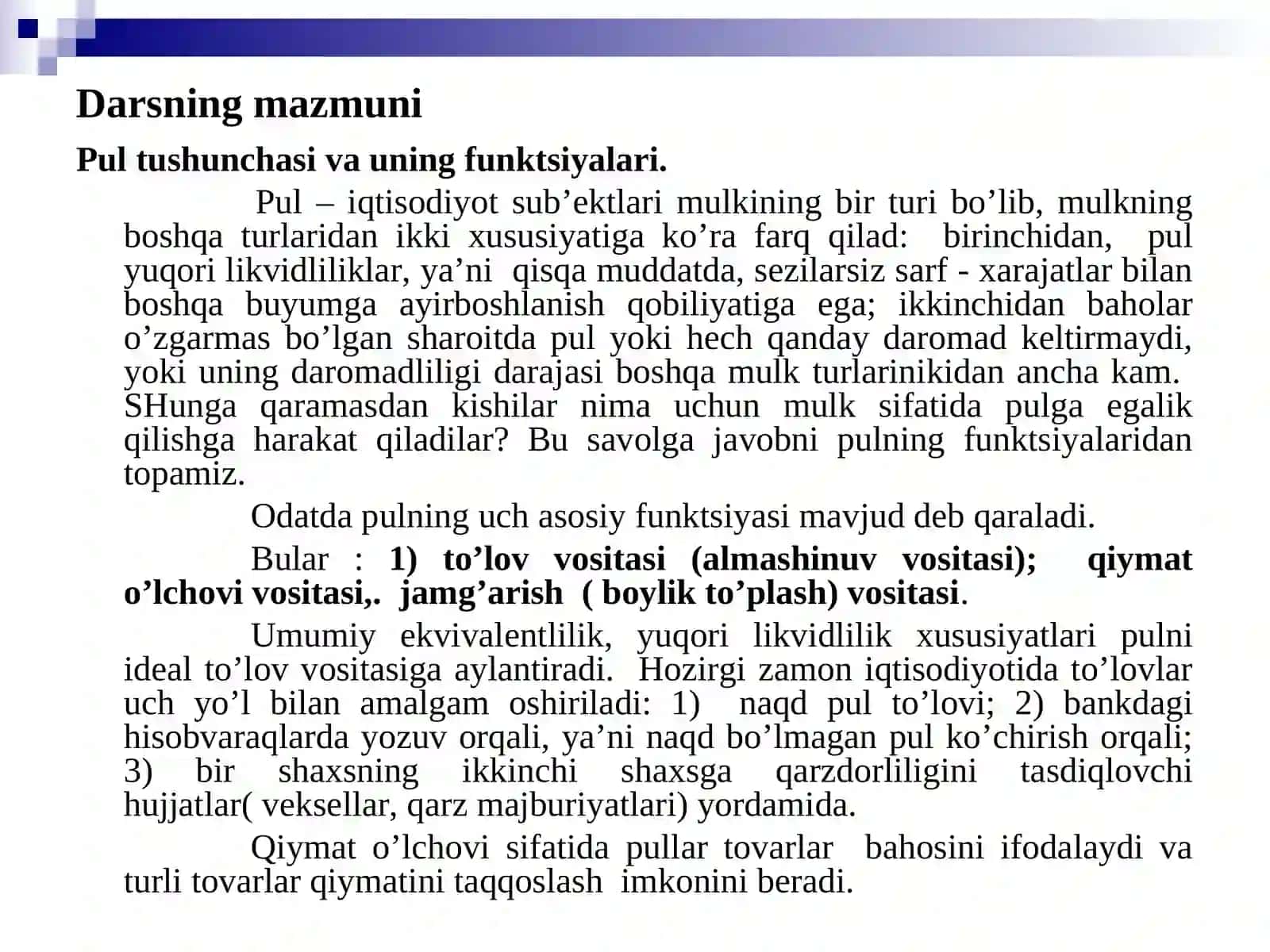 Pul bozorida muvozanat 2