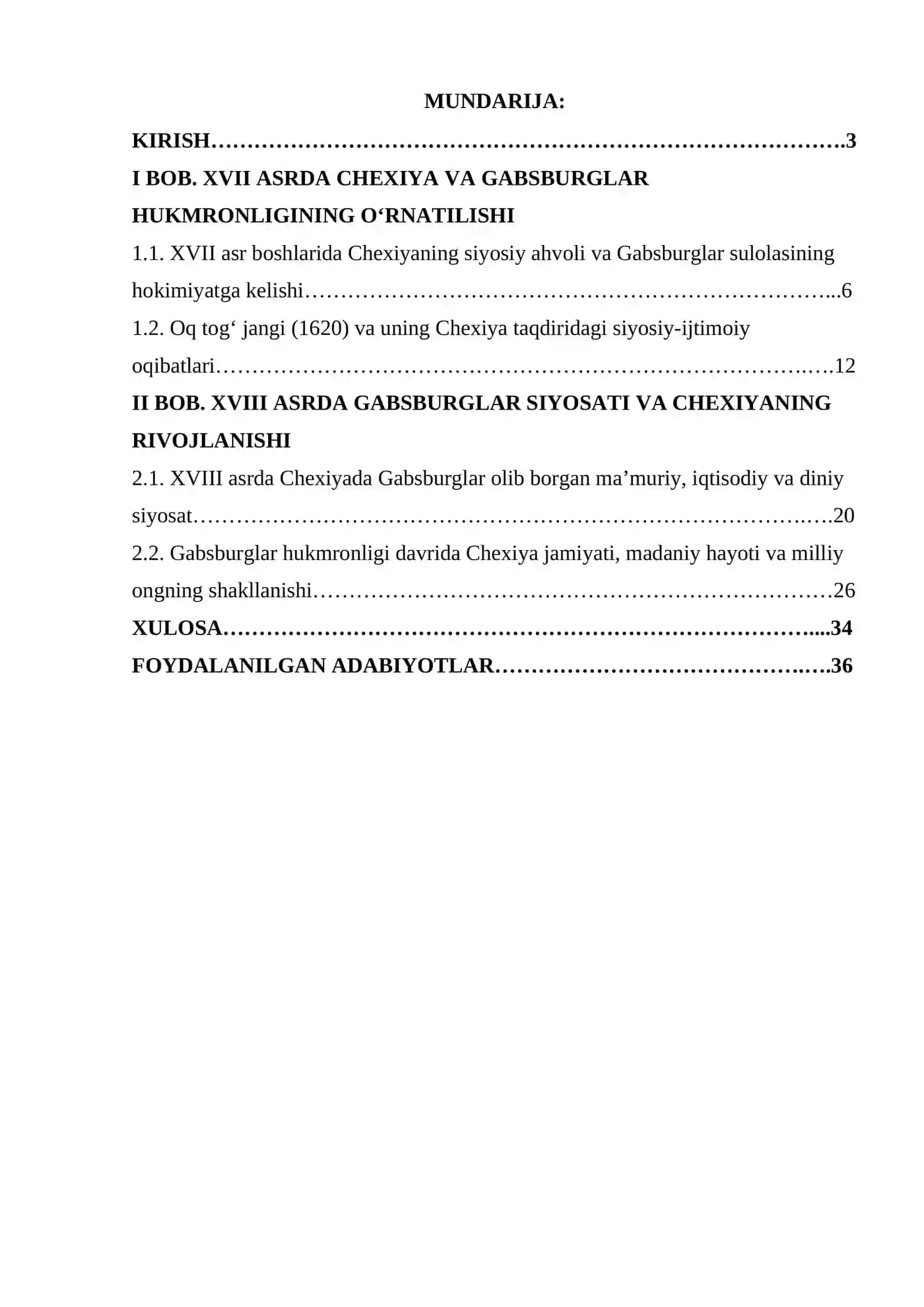 XVII–XVIII asrlarda Chexiya va Gabsburlar hukmronligi 2
