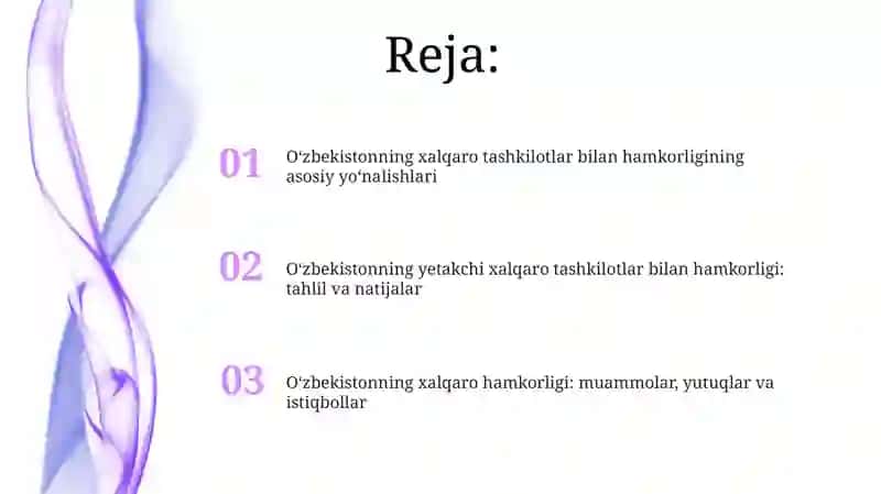 O'zbekistonning xalqaro tashkilotlar bilan hamkorlik aloqalari 2